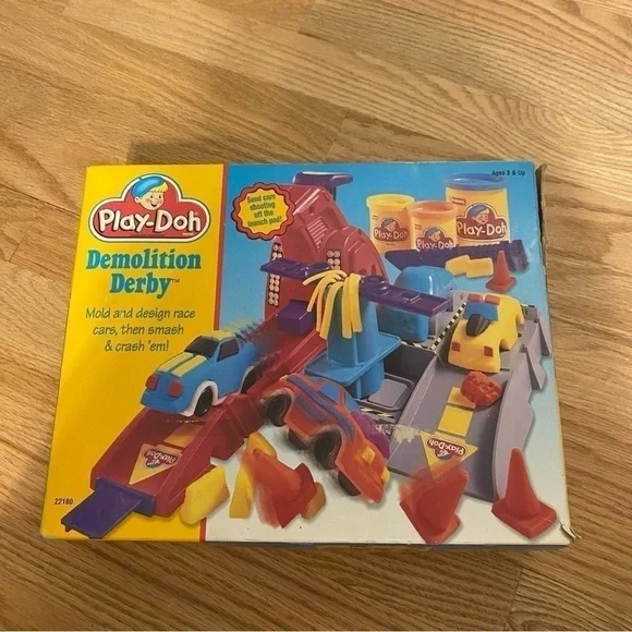 Vintage Play-Doh Demolition Derby Car Mold Play Set 1997 Kids Toy